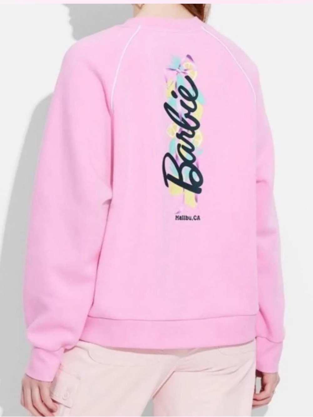 Barbie Pink Crewneck Sweatshirt with Colorful Logo